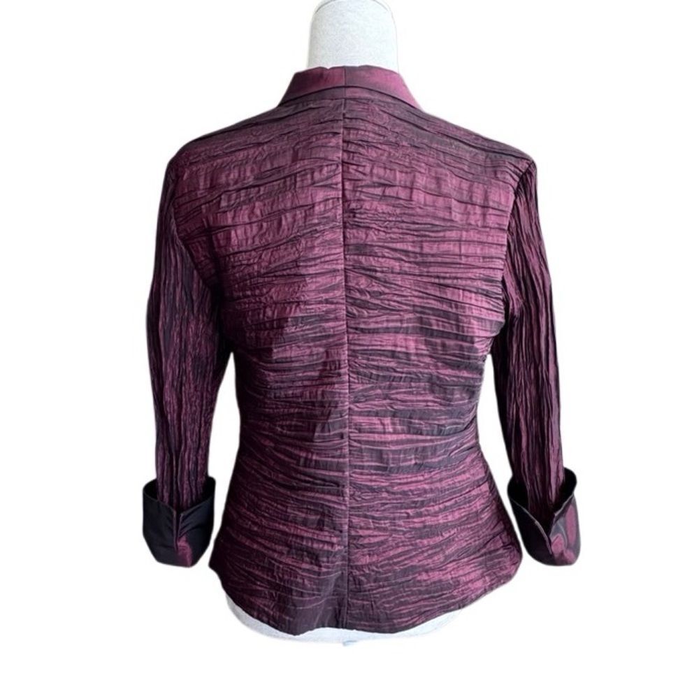 Jackie Jon New York Jacket Crinkle Crushed Burgundy Dressy Y2K SZ 10 - Picture 2 of 12